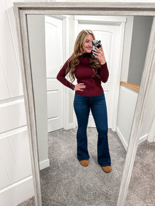 Wine Turtleneck Top