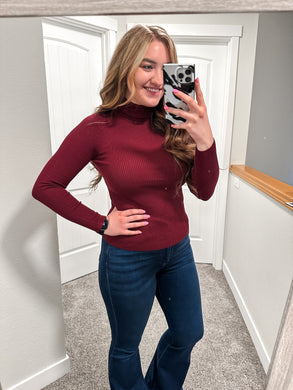 Wine Turtleneck Top