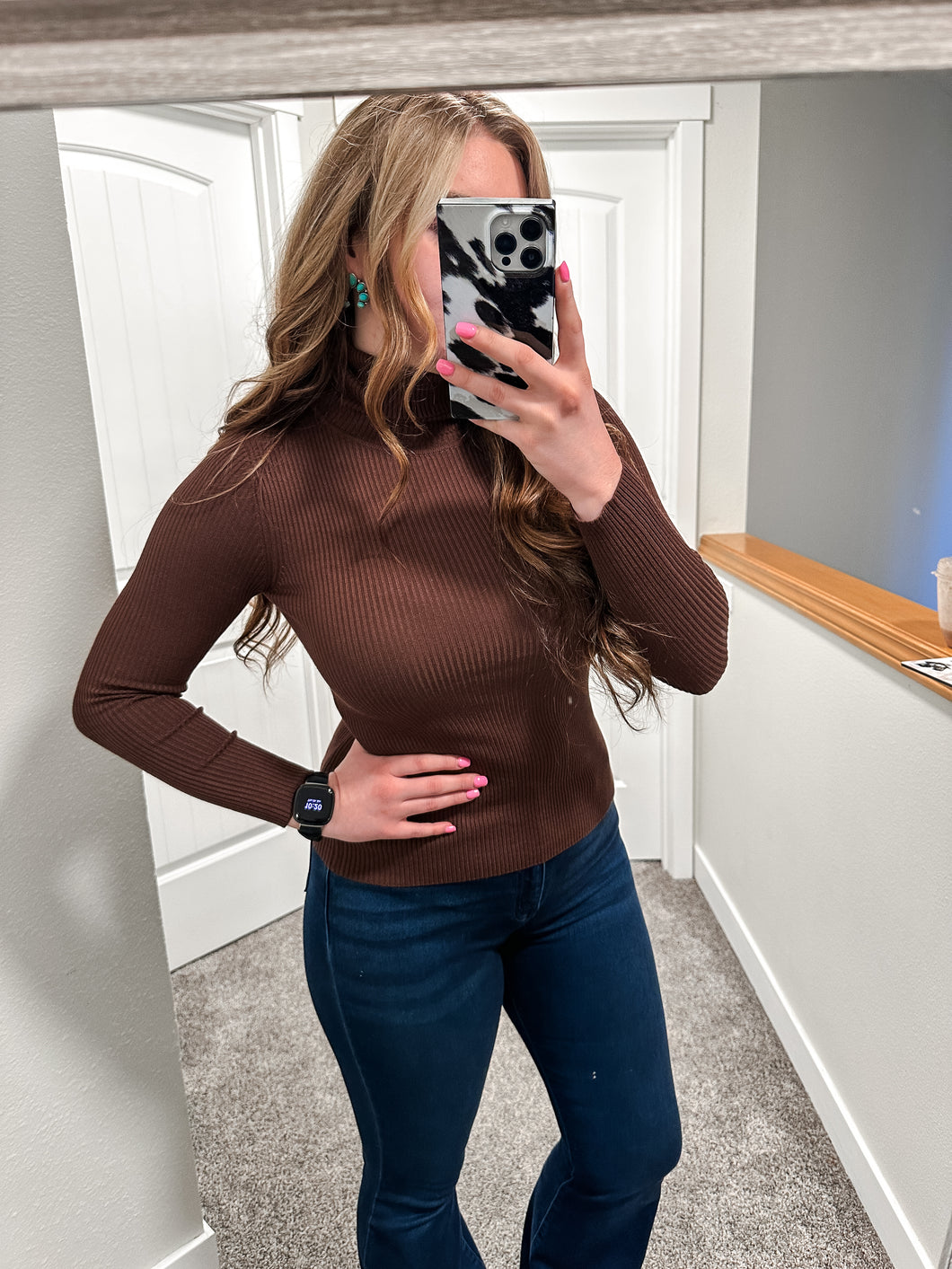 Brown Turtleneck Top