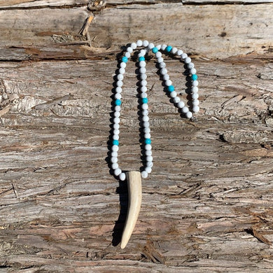 Antler Tip Necklace - White & Blue