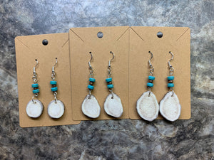 Deer Antler Earrings - Blue & Brown