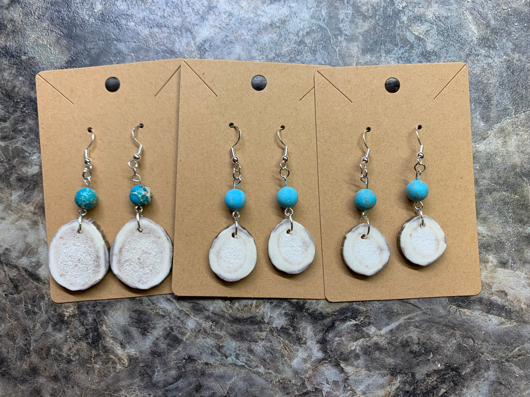 Deer Antler Earrings - Blue