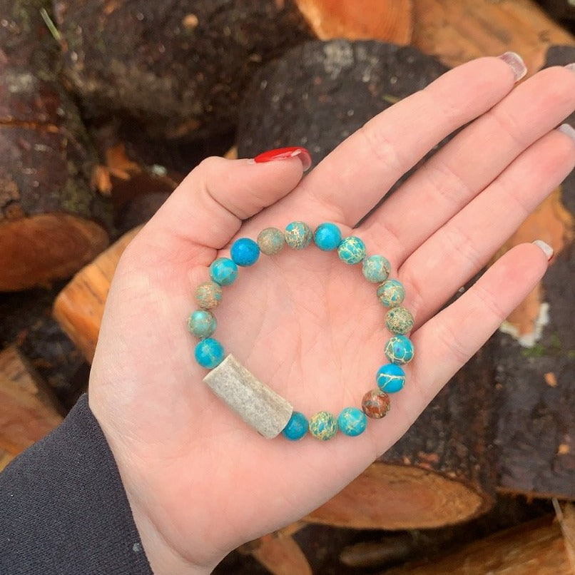 Antler Bracelet- Blue African Jasper