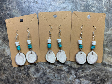 Deer Antler Earrings - Blue & White